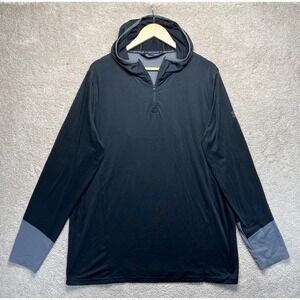 Under Armour Fitted Black Gray 1/4 Zip Hoodie Performance Long Sleeve Shirt XL